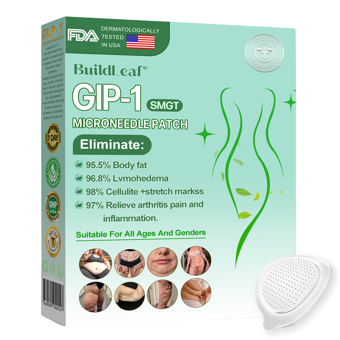 🏥Official Store | BuildLeaf® GLP-1 Nano-Microneedle Patch with Collagen & Matrixyl 3000 丨Obesity,Cardiovascular Diseas, Diabetes, Sleep Apnea, Joint Problems and More